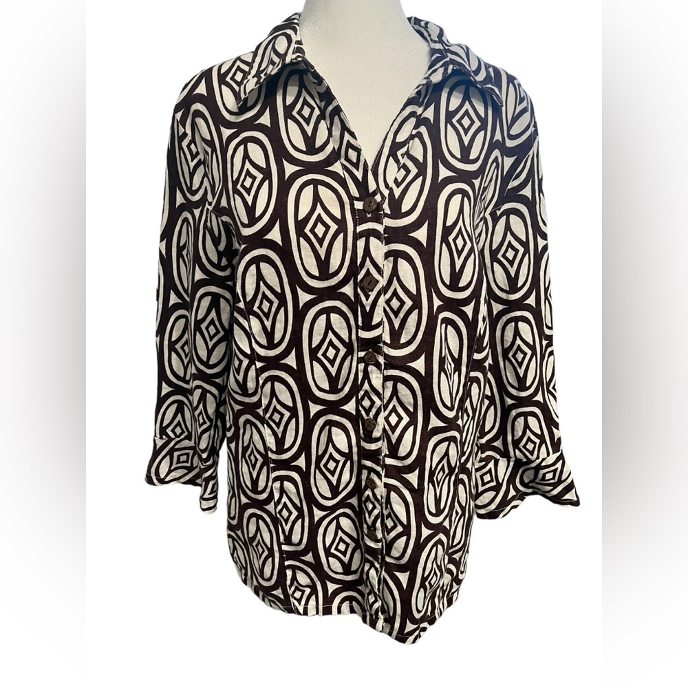 JM Collection 100% Linen Woman’s Button-Down Top - Size 10